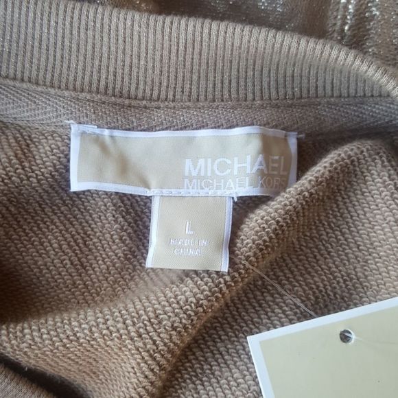 SOLD!! MICHAEL KORS Gold Cropped Sweatshirt - Size Large - Picture 5 of 7